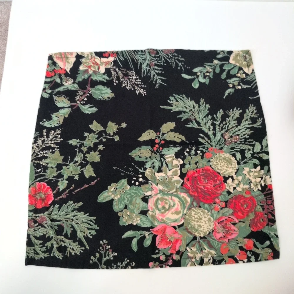 April Cornell  Floral Cotton Napkins Set of 15 Red Roses Botanical Cottagecore